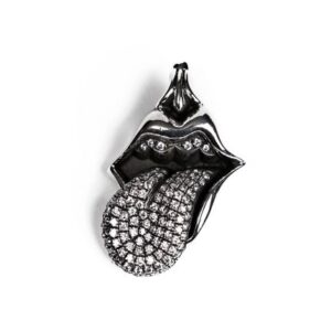 Rolling Stones Tongue & Lip Pendant With Diamond